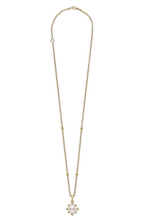 18K Luna Fleur Pearl & Diamond Pendant Necklace