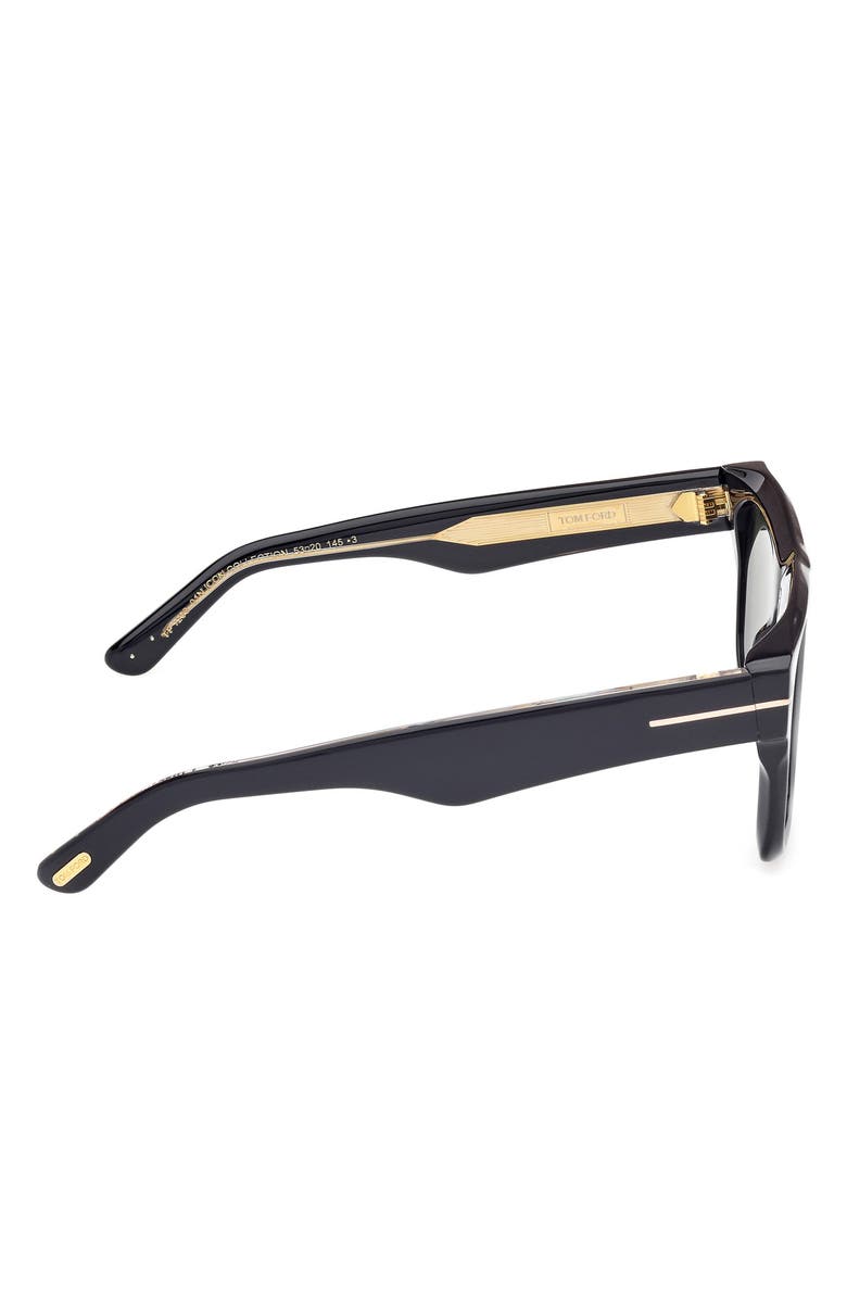 TOM FORD Icon 53mm Square Sunglasses, Alternate, color, Shiny Black / Green