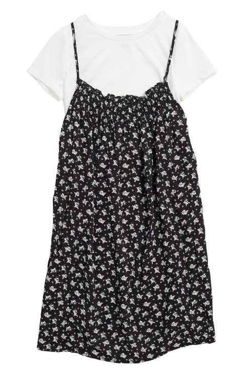 Kids' Layered Floral Pinafore Dress (Big Kid)