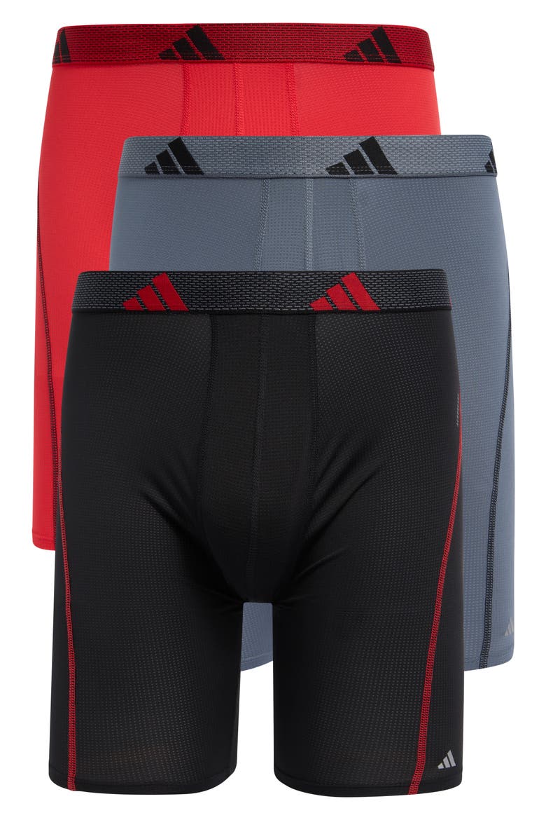 Performance Mesh 3-Pack Boxer Briefs, Main, color, BETTER SCARLET/ BLACK/ GREY
