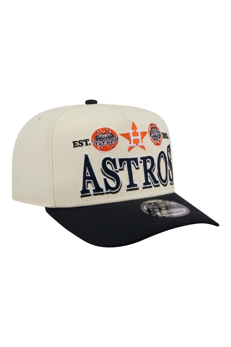 Men's New Era Cream Houston Astros Throwback Tri-Hit A-Frame 9FIFTY Adjustable Hat, Alternate, color, Cream