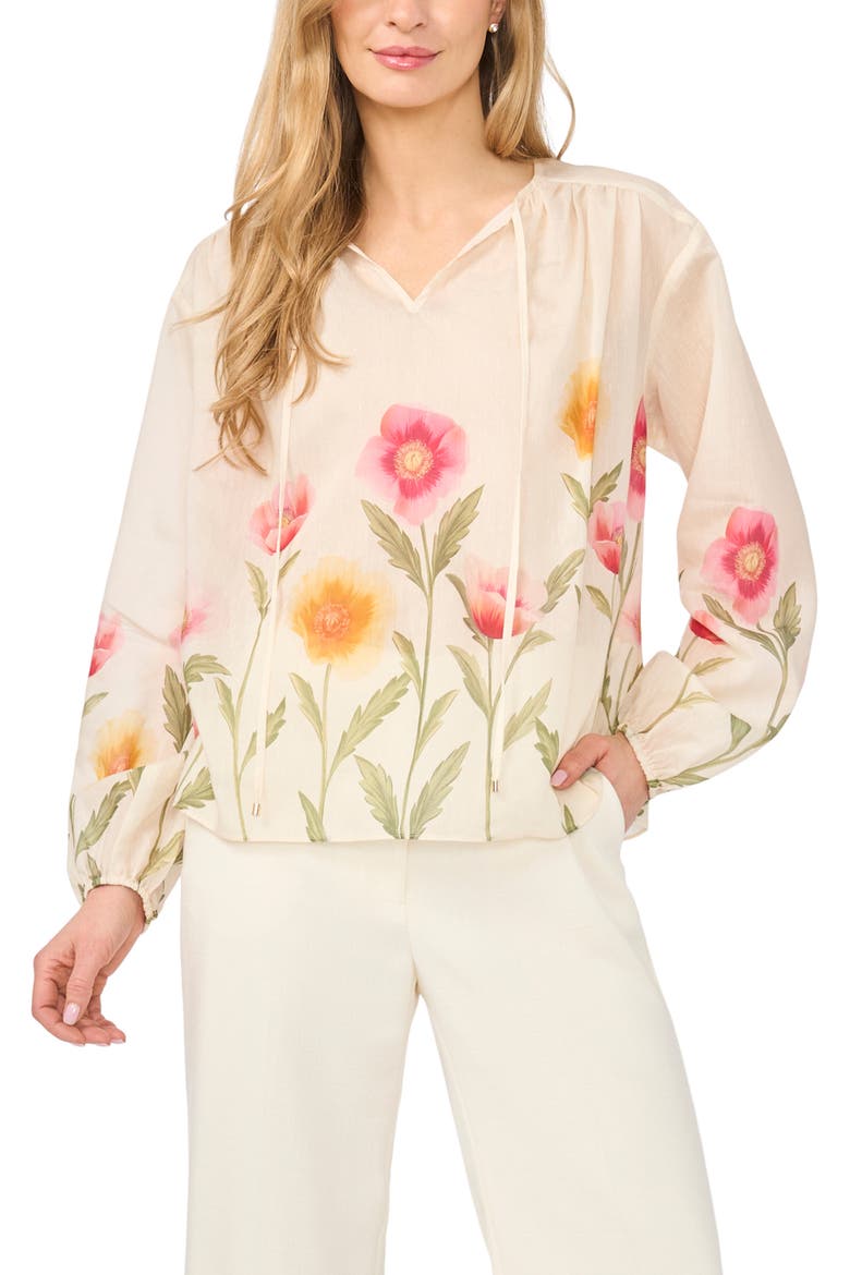 Rochelle Floral Print Top, Main, color, ANTIQUE WHITE