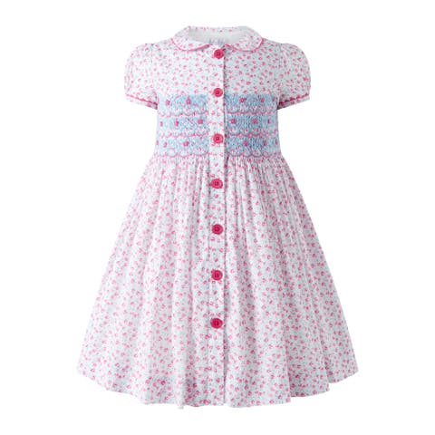 Floral Smocked Button-Front Dress