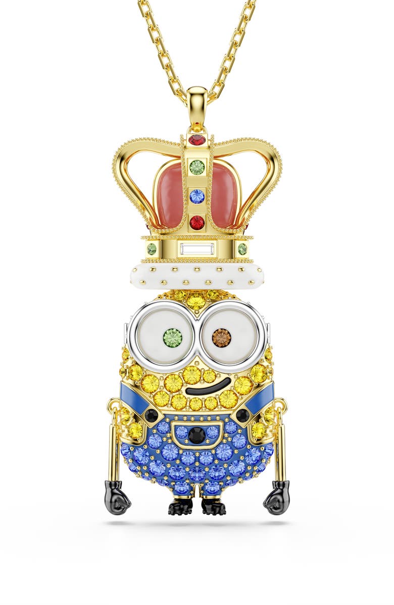 Swarovski Minions<sup>®</sup> King Bob Crystal Pendant Necklace, Main, color, Gold/ Multi