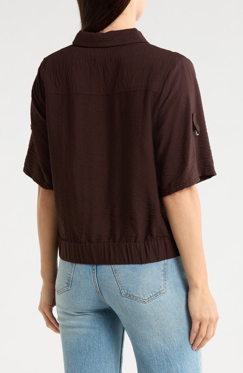 DKNY Short Sleeve Roll Tab Jacket, Alternate, color, Tobacco