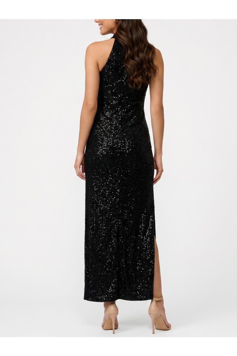 Harland Crossover Halter Maxi Dress, Alternate, color, Black
