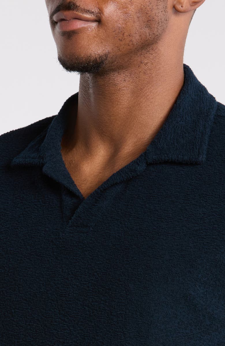 Reigning Champ Johnny Collar Cotton Terry Cloth Polo, Alternate, color, Navy