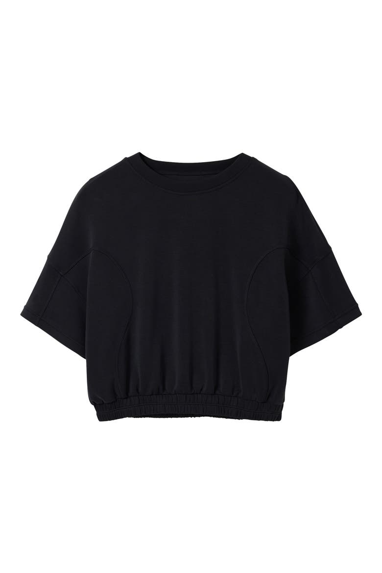 Short Sleeve Crop Sweatshirt, Alternate, color, BLACK