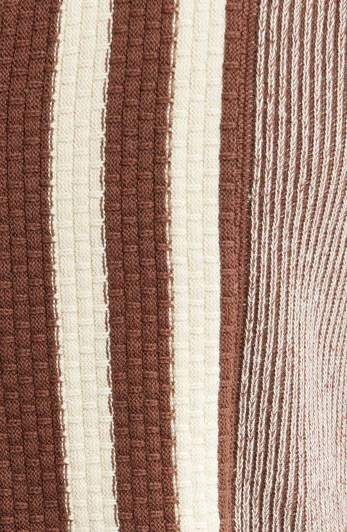 Percival Teramo Knit Short Sleeve Snap Up Shirt In Brown/ecru