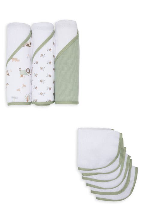 Kids' 9-Piece Hooded Bath Towel & Washcloth Set