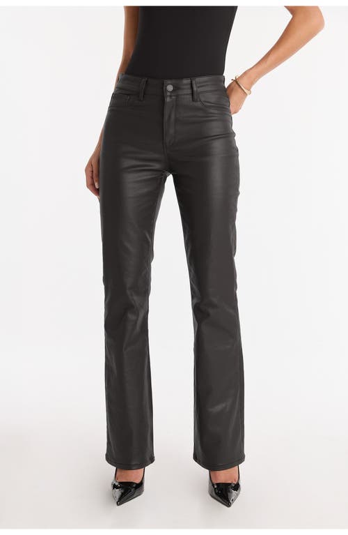 The Noli Shop Aria Coated Flare Jean Petite In Black