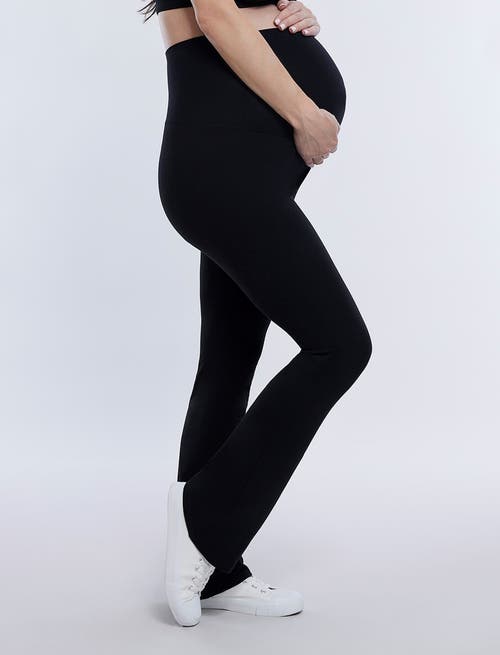 Motherhood Maternity Secret Fit Over The Belly Full Length Flare Leggings In Black