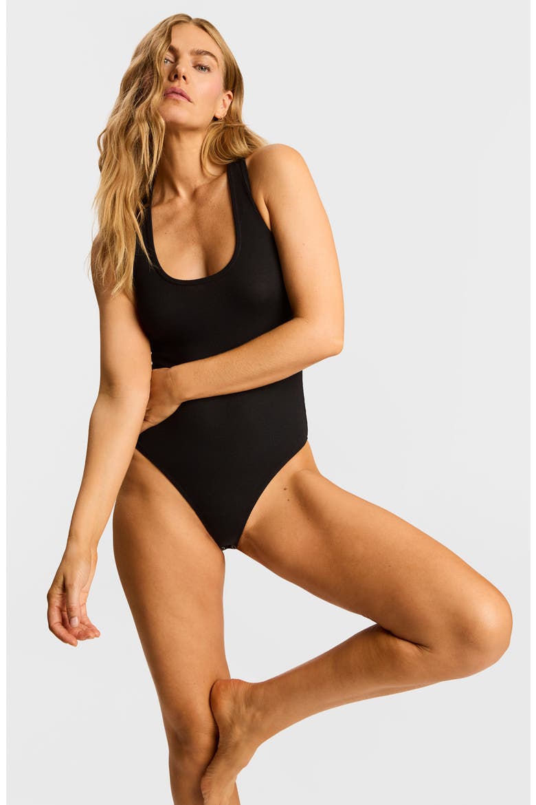 Better Than Basic Rib Racerback Tank Bodysuit, Alternate, color, BLK-BLACK