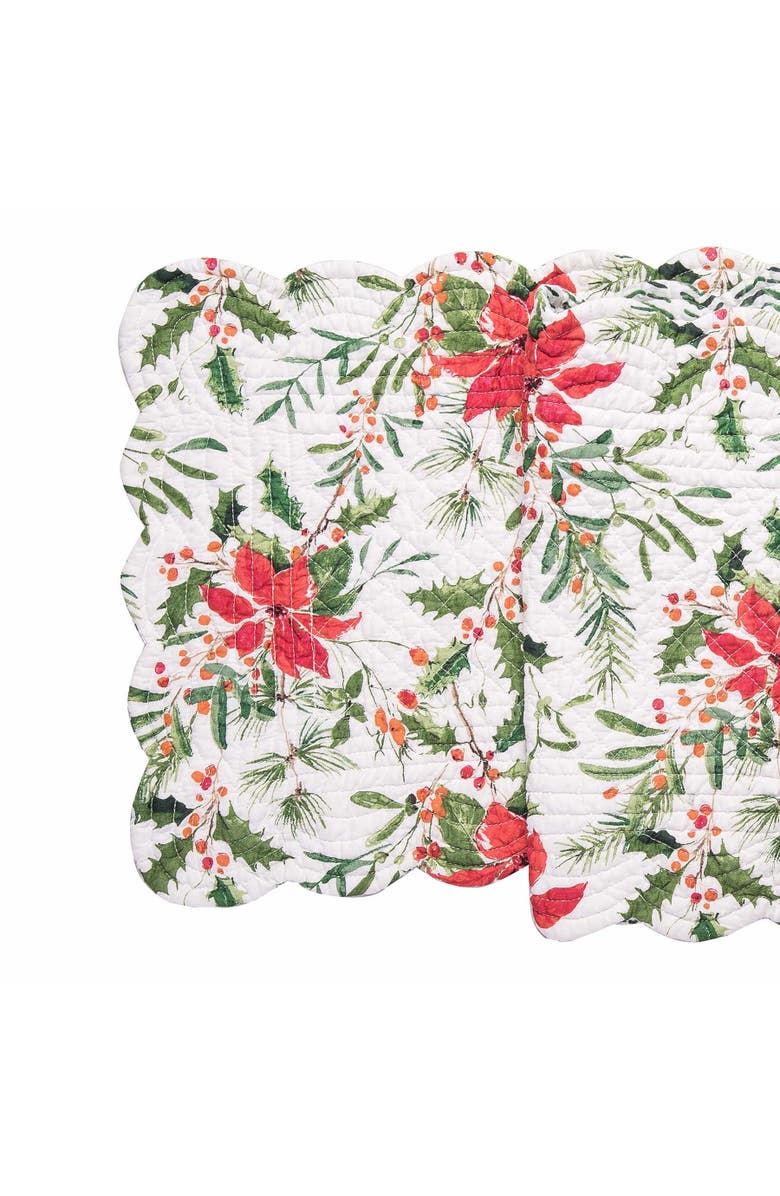 C&F Home Silvia Poinsettia Table Runner 14" x 51", Alternate, color, Red