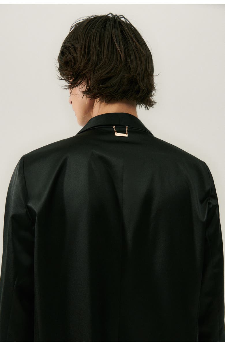 SILK LAUNDRY WEATHERPROOF LONG BLAZER BLACK, Alternate, color, Black