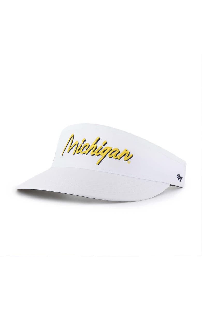 '47 Men's '47 White Michigan Wolverines Melbourne brrr° Adjustable Visor, Alternate, color, White