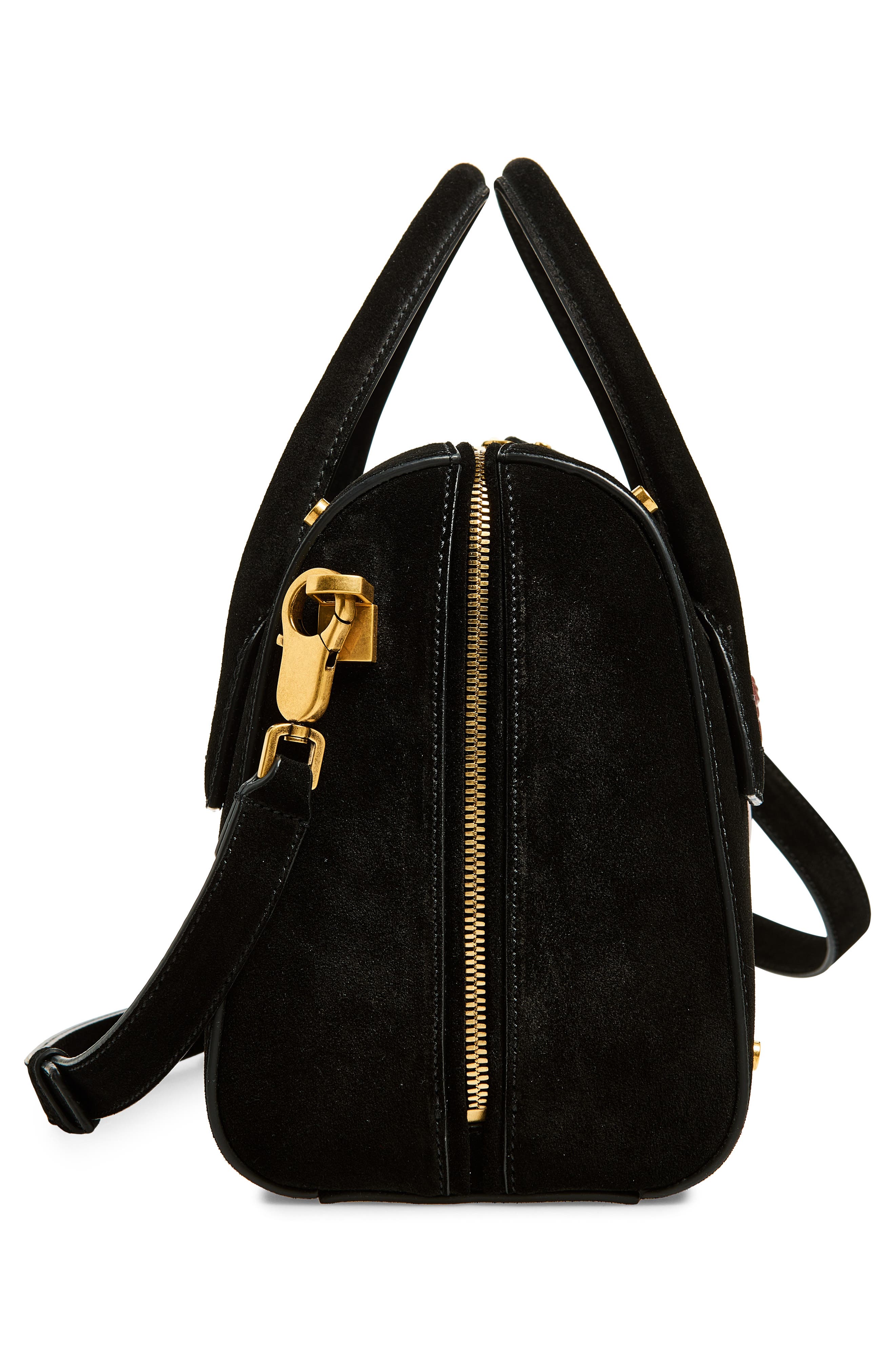 Medium Boston Satchel Crossbody Bag, Alternate, color, BLACK ROSEWOOD GOLD