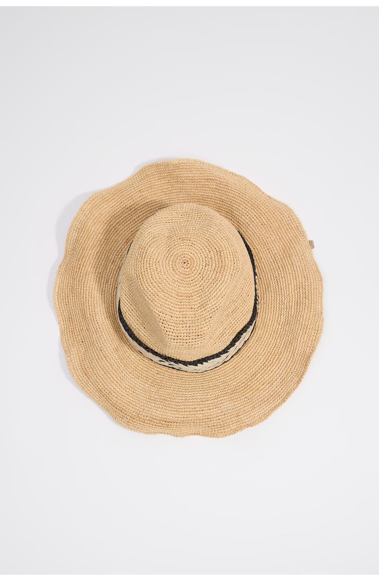 Bimba y Lola Raffia Embroidered Band Hat, Alternate, color, Black