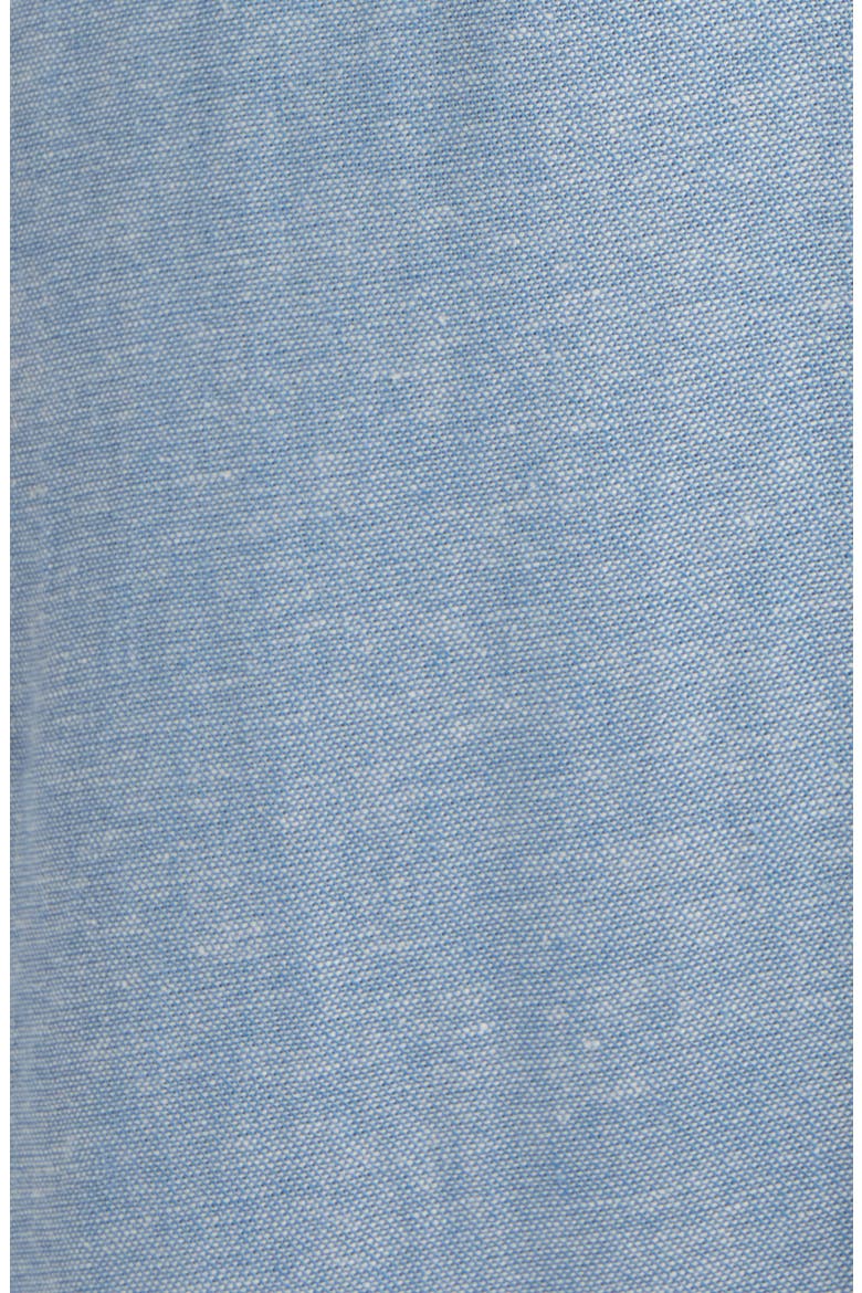 Lace Trim Linen Blend Midi Dress, Alternate, color, LAGOON/ CRISP WHITE