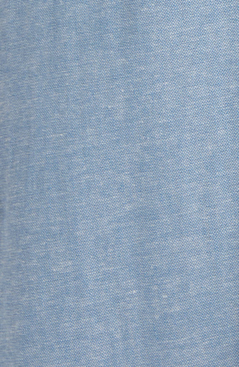 Anne Klein Lace Trim Linen Blend Midi Dress, Alternate, color, Lagoon/ Crisp White