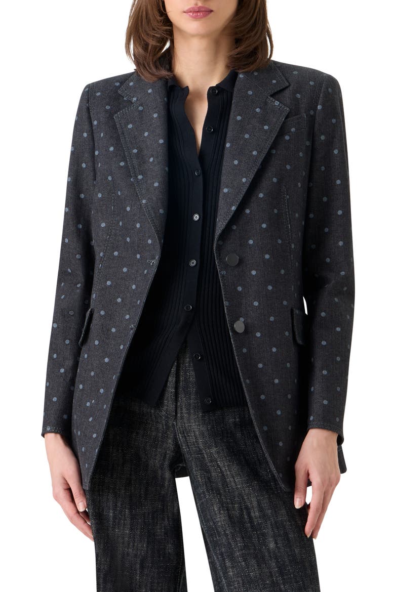 Dots on Denim Blazer, Main, color, BLACK DENIM