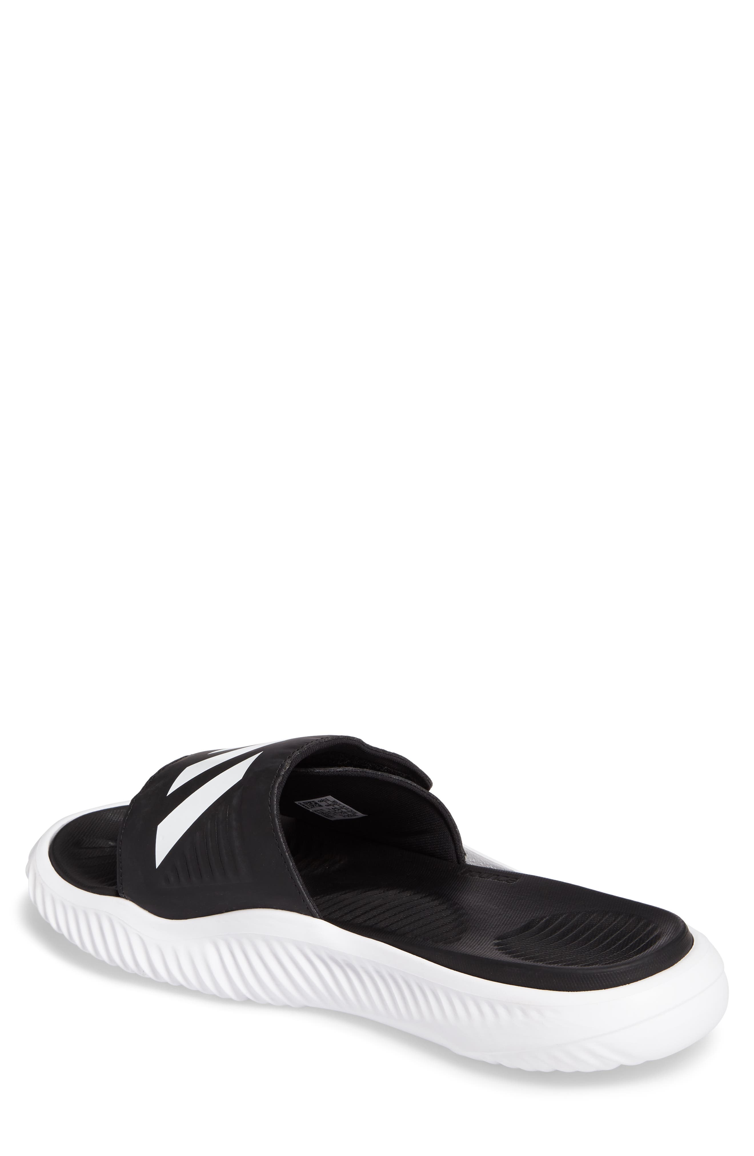 AlphaBounce Slide Sandal, Alternate, color, WHITE/CORE BLACK/WHITE