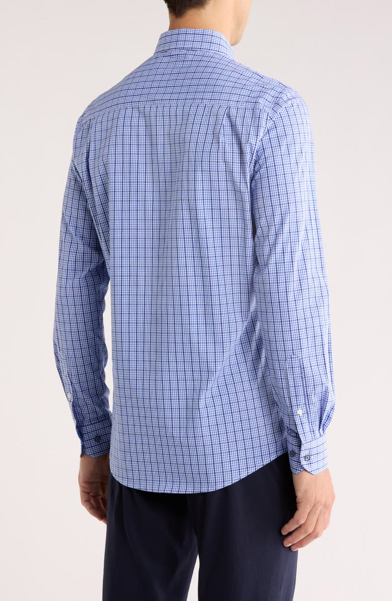Duchamp Tailored Fit Check Print Dress Shirt, Alternate, color, Blue