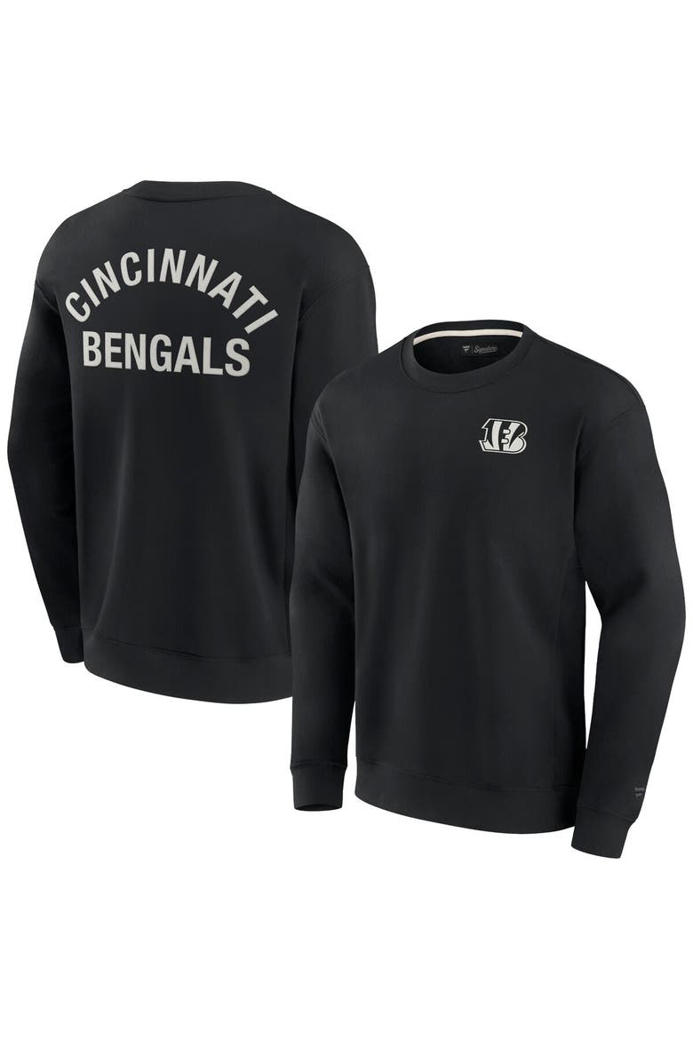Unisex Fanatics Signature Black Cincinnati Bengals Super Soft Pullover Crew Sweatshirt, Alternate, color, Black