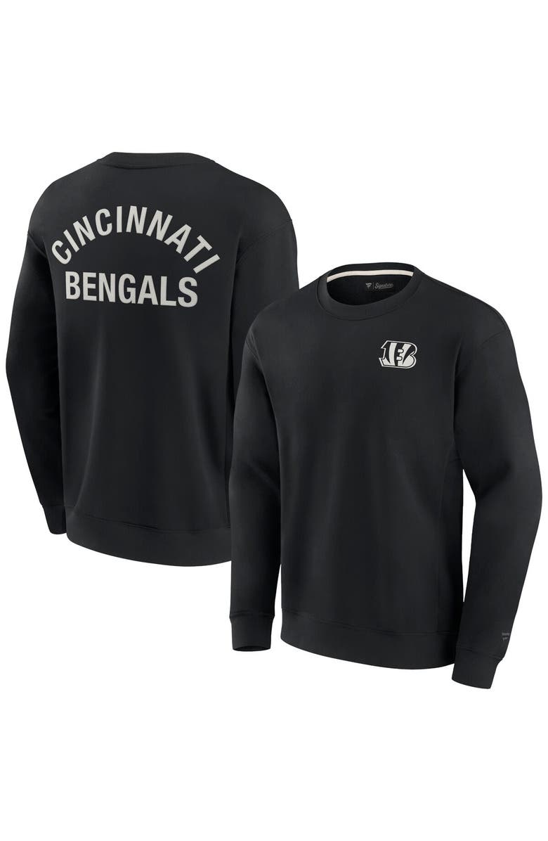 Fanatics Signature Unisex Fanatics Signature Black Cincinnati Bengals Super Soft Pullover Crew Sweatshirt, Alternate, color, Black