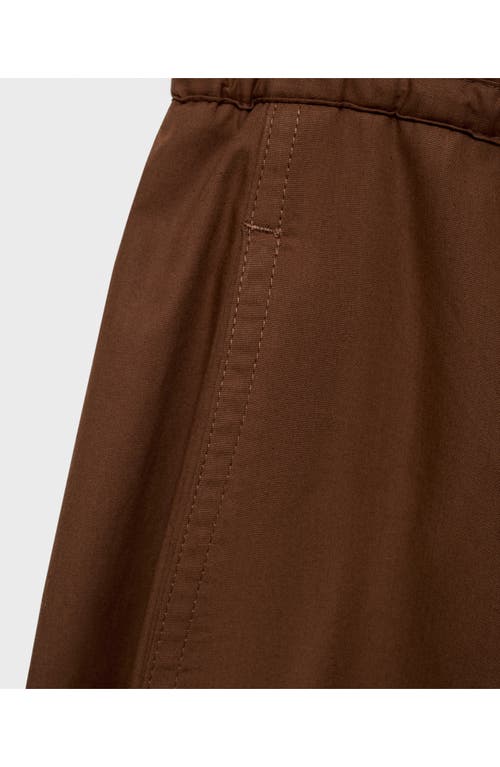 Mango Paperbag Wide Leg Cotton Poplin Pants In Brown