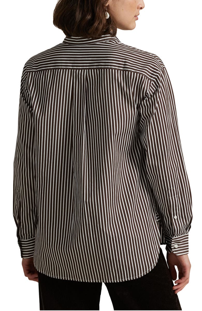 Polo Ralph Lauren Stripe Relaxed Fit Cotton Button-Up Shirt, Alternate, color, Brown/ White