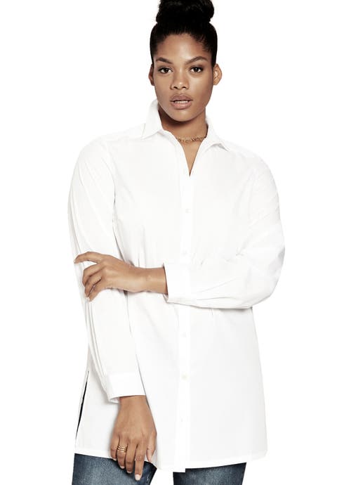 Kate Long-Sleeve Crisp Cotton-Blend Button-Front Tunic (Plus)