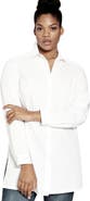 Roaman's Kate Long-Sleeve Crisp Cotton-Blend Button-Front Tunic