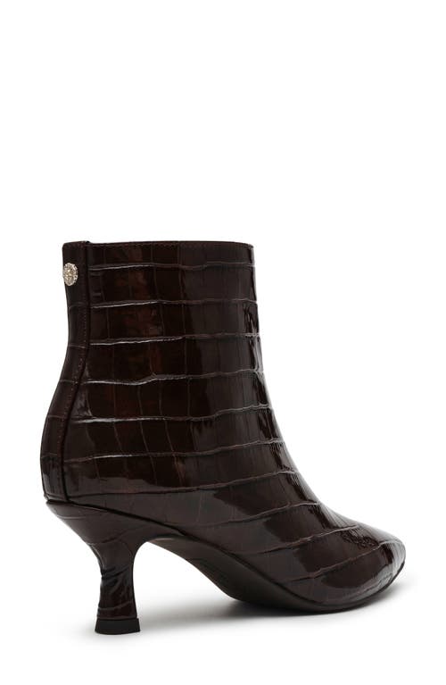 Anne Klein Federica Pointed Toe Bootie In Brown Croc