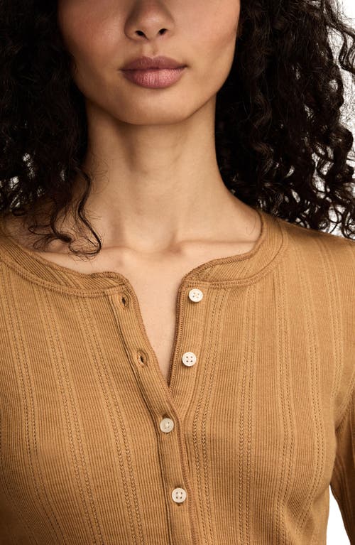 Lucky Brand Ribbed Henley In Brown