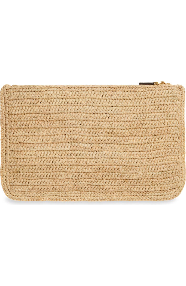 Valentino Garavani Medium Raffia Zip Pouch, Alternate, color, Natural Multi