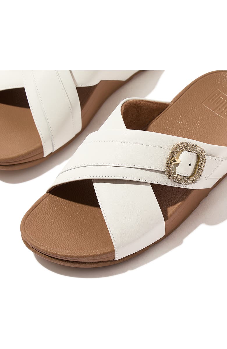 FitFlop Lulu Crystal Buckle Platform Slide Sandal, Alternate, color, Urban White