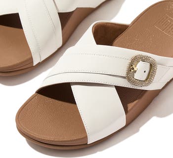 【FITFLOP】LULU CRYSTAL BUCKLE LEATHER SLIDES★サンダル Women's Lulu Leather Toe-Posts | FitFlop US
