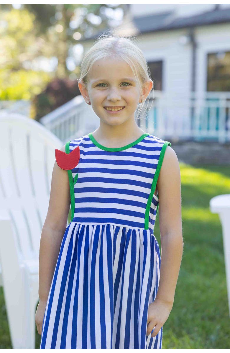 Florence Eiseman Stripe Knit Dress With Tulip, Alternate, color, Royal/White