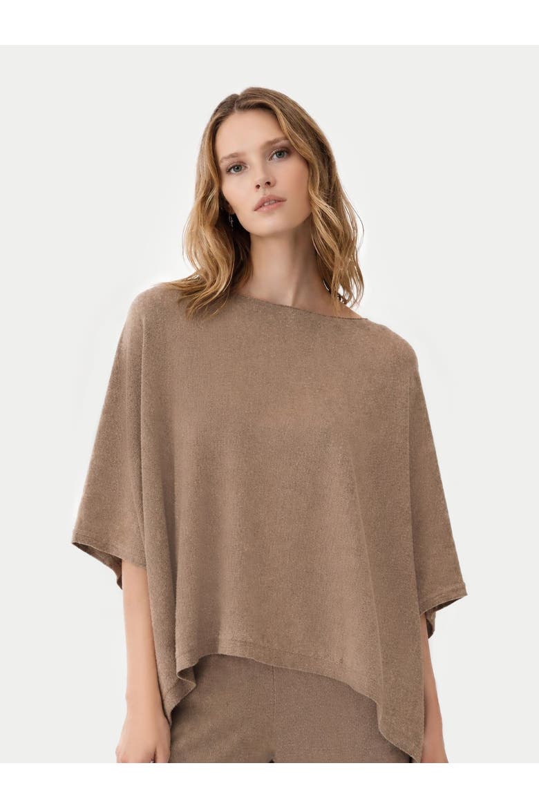 Boat-Neck Cashmere Poncho, Alternate, color, taupe