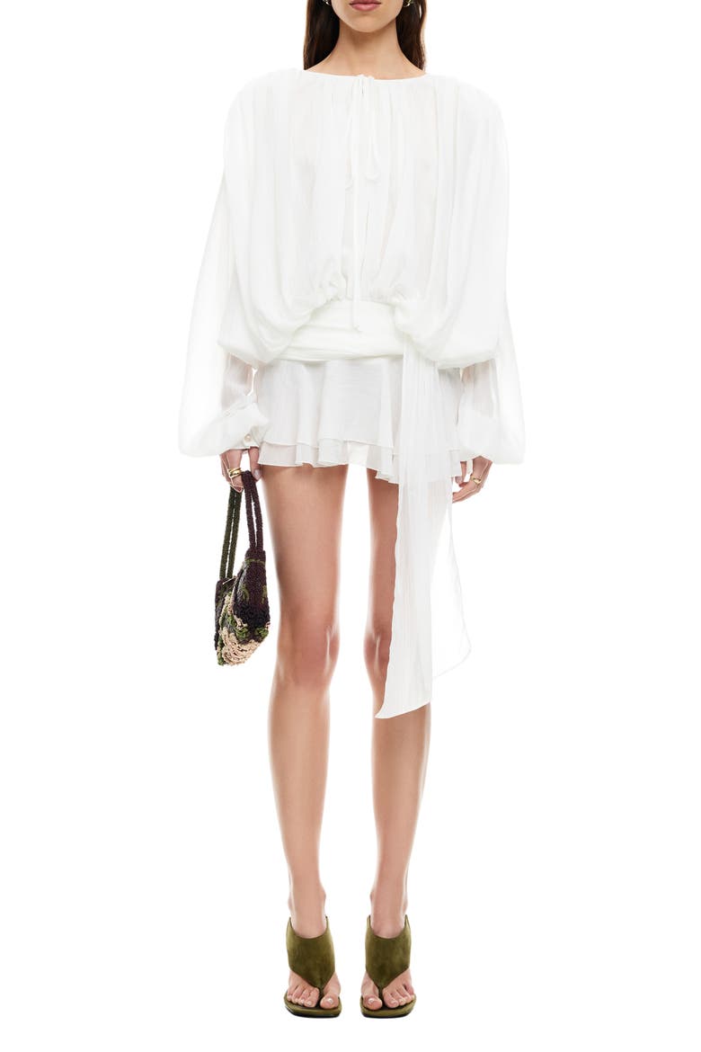 Elements Long Sleeve Chiffon Minidress, Main, color, MOONLIGHT