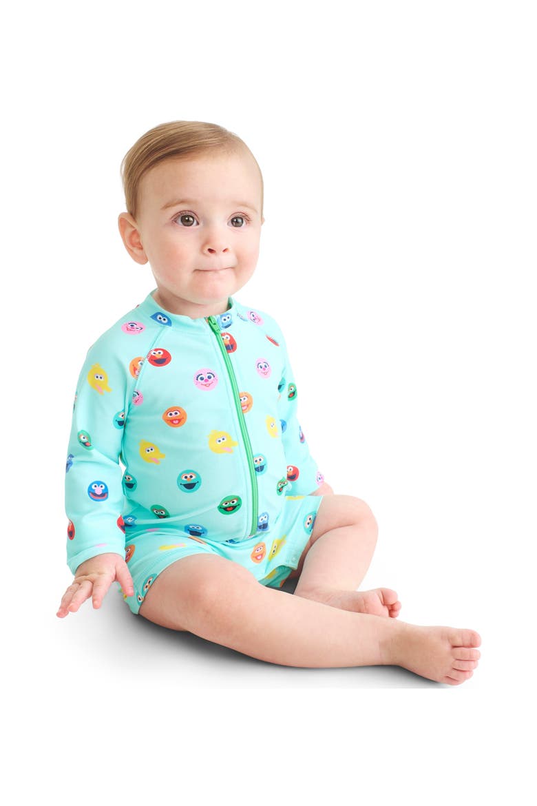 Baby Sesame Street One-Piece Rash Guard, Alternate, color, Mist Sesame Street Friends
