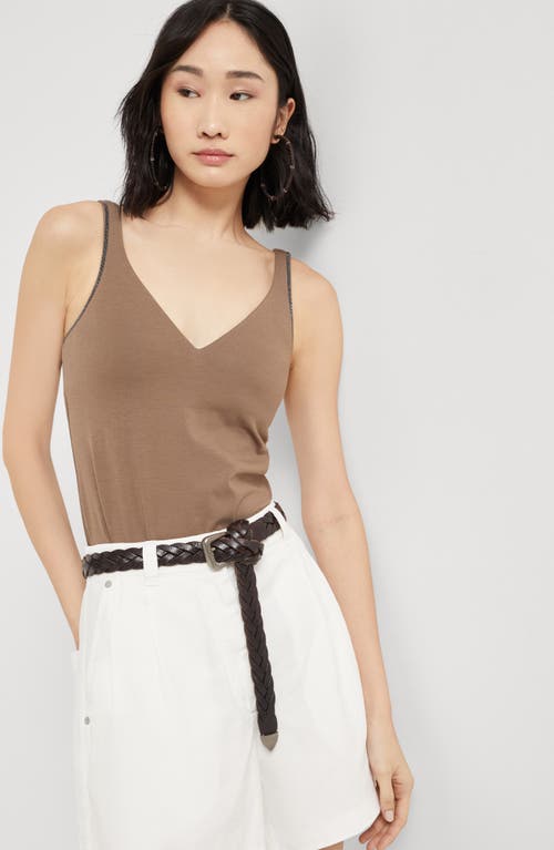 Brunello Cucinelli Jersey Top In Chocolate