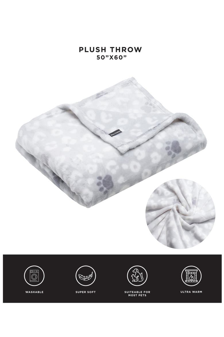 Plush Throw & Fleece Pillow Set, Alternate, color, GREY/WHITE