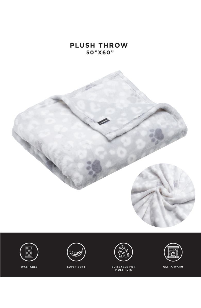 Juicy Couture Plush Throw & Fleece Pillow Set, Alternate, color, Grey/White