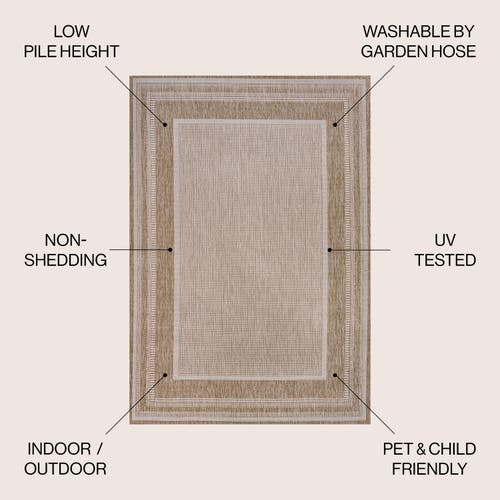 Jonathan Y Beckett Classic Casual Border Stripe Indoor/outdoor Area Rug In Beige/cream