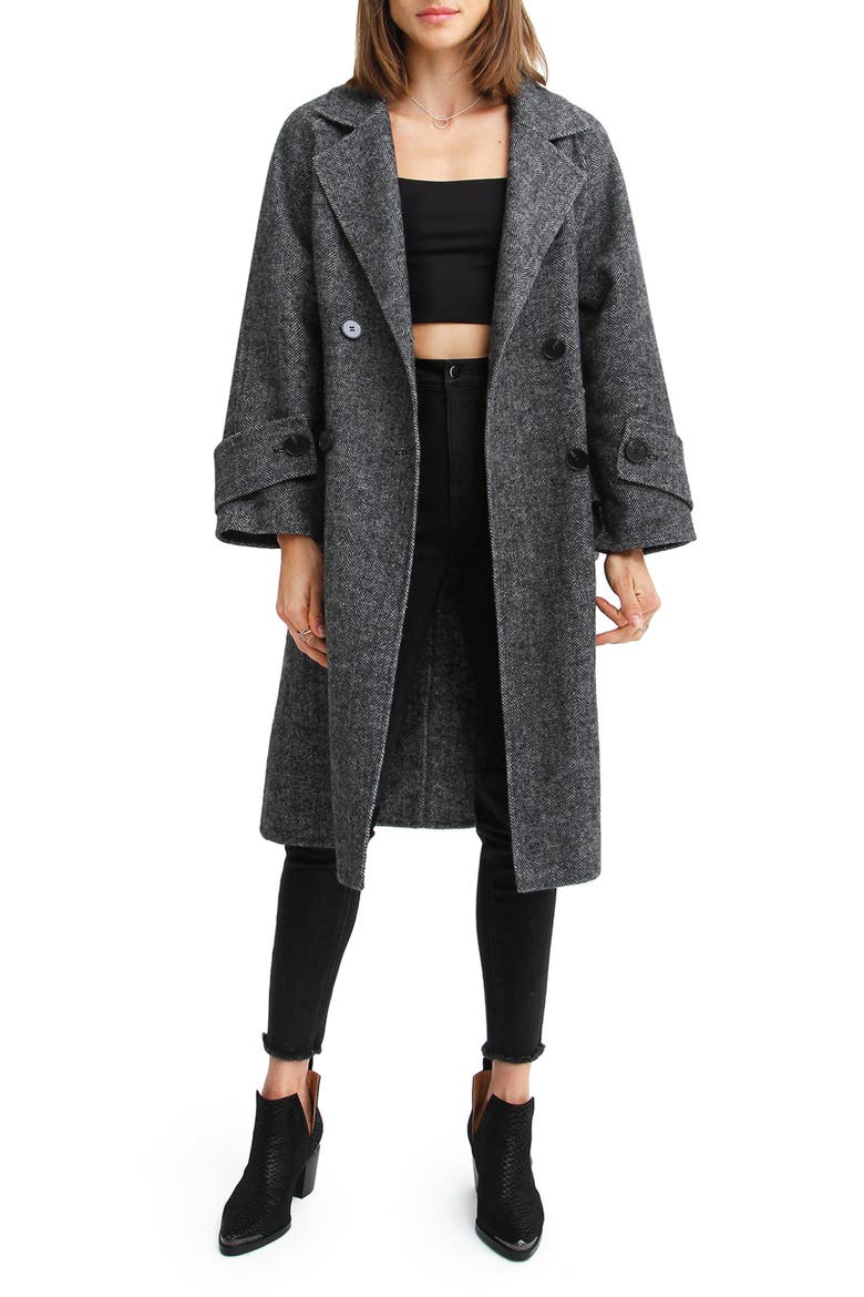 BELLE AND BLOOM Rumor Has It Wool Blend Coat, Main, color, CHARCOAL