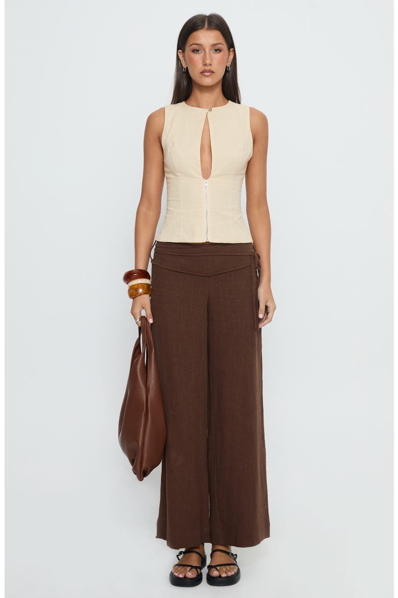 Heleena Keyhole Cotton & Linen Zip Tank, Alternate, color, CREAM