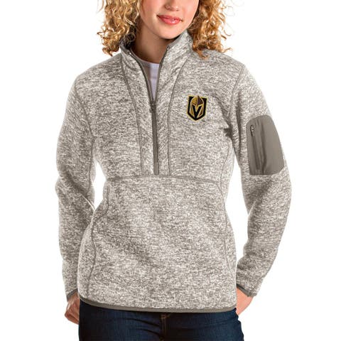 Women's Antigua Oatmeal Vegas Golden Knights Fortune Half-Zip Sweatshirt
