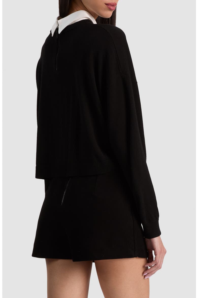 Rhett Wool Sweater with Detachable Collar, Alternate, color, BLACK